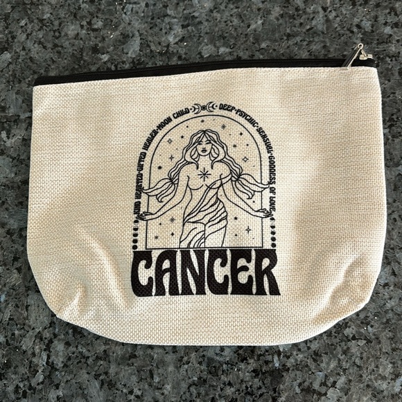 cancer zodiac sign makeup toiletries bag with zipper - Picture 2 of 3
